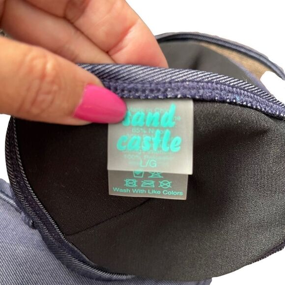 sand castle Navy Solid Ruffle Bikini Set Size Large - Picture 11 of 14